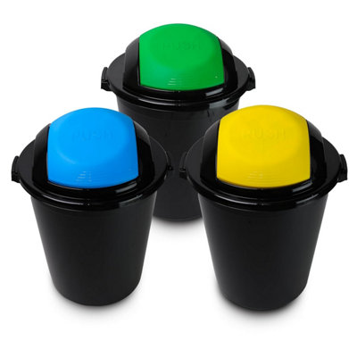Divchi Kitchen Bin With Swing Lid Trash Can  Recycling Bin  Plastic Dustbin  Garbage Rubbish  Waste Utility  Wastebasket from B&Q