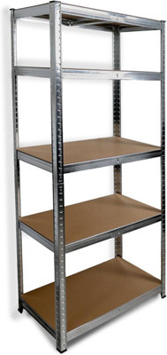 B&Q -  Garage Shelving Unit 5-Tier Storage Shelves Free Standing Boltless Rack For Home  Office Silver
