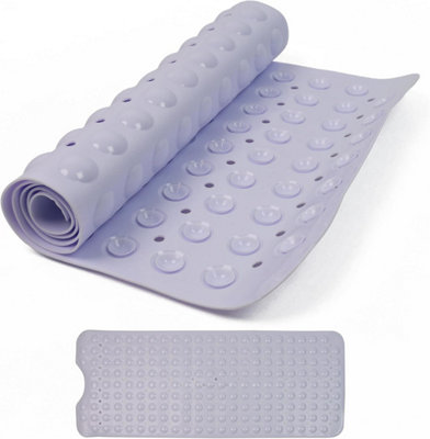 Divchi Shower Bath Mat Non Slip Anti Mould & Mildew With Strong Suction Cups Grip And Drain Holes Soft White 40X100Cm from B&Q
