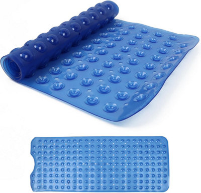 Divchi Shower Bath Mat Non Slip Anti Mould & Mildew With Strong Suction Cups Grip And Drain Holes Blue 40X100Cm from B&Q