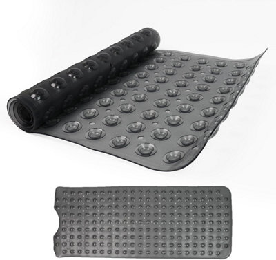 Divchi Shower Bath Mat Non Slip Anti Mould & Mildew With Strong Suction Cups Grip And Drain Holes Grey 40X100Cm from B&Q