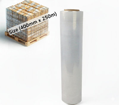 B&Q -  Heavy Duty Pallet Stretch Wrap Film 400mm X 250M Pack Of 1 Clear Cling Film For Moving