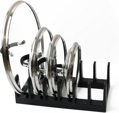 B&Q -  Pan Organiser For Cupboard Plastic Pot Lid Holder With 6 Sections  Pot Lid Organiser  Pan Storage Organizer