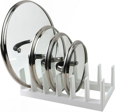 B&Q -  Pan Organiser For Cupboard Plastic Pot Lid Holder With 6 Sections  Pot Lid Organiser  Pan Storage Organizer