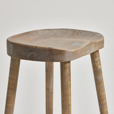 Shaker Bar Stool Natural Elm Seat 66cm Counter Height Elm Frame Farmhouse