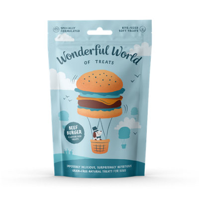 B&Q Wonderful World Of Treats Burger Dog Treats - Pack Of 12 50G
