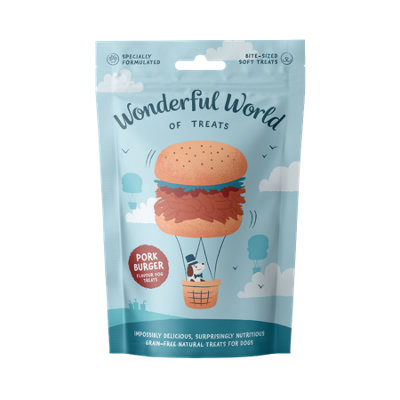  - Wonderful World Of Treats Pulled Prk Burger Dog Treats 50GPack Of 12