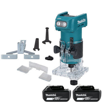 Makita Drt52Z 18V Lxt Cordless Brushless 1/4" 6mm Collet Capacity 580W Router Trimmer With 2 X 6Ah Batteries from B&Q