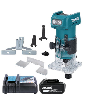 Makita Drt52Z 18V Lxt Cordless Brushless 1/4" 6mm Collet Capacity 580W Router Trimmer With 1 X 6Ah Battery & Charger from B&Q