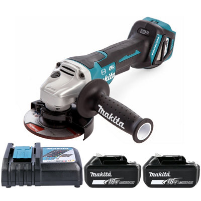 Makita Dga467Z 18V Lxt Cordless Brushless 115mm Angle Grinder With 2 X 5Ah Batteries & Charger from B&Q