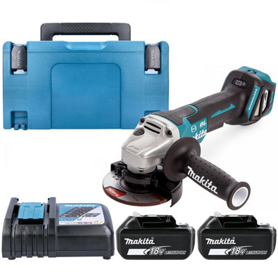 Makita Dga467Z 18V Lxt Cordless Brushless 115mm Angle Grinder With 2 X 6Ah BatteriesCharger & Case from B&Q