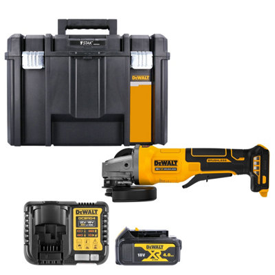 Dewalt Dcg408 18V Xr Cordless Brushless 125mm Angle Grinder With Paddle Switch With 1 X 4Ah BatteryCharger & Tstak Vi Case from B&Q