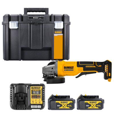 Dewalt Dcg408 18V Xr Cordless Brushless 125mm Angle Grinder With Paddle Switch With 2 X 4Ah BatteriesCharger & Tstak Vi Case from B&Q