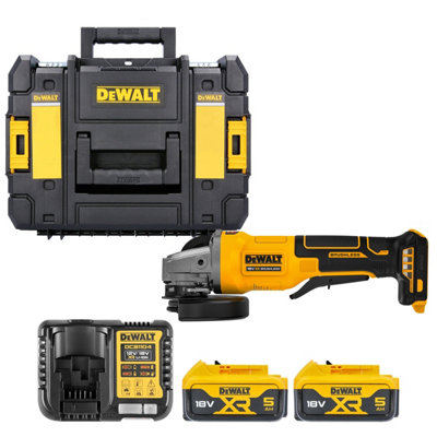 Dewalt Dcg408 18V Xr Cordless Brushless 125mm Angle Grinder With Paddle Switch With 2 X 5Ah BatteriesCharger & T-Stack Ii Case from B&Q