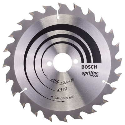 Bosch 2608640615 Optiline Wood Circular Saw Blade 190mm X 30mm X 2.6mm X 24T from B&Q