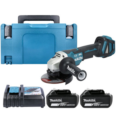Makita Dga517Z 18V Lxt 125mm Cordless Brushless Paddle Switch Angle Grinder With 2 X 3Ah BatteriesCharger & Case from B&Q