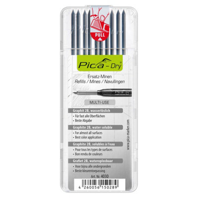 Pica 4030 Dry Refills Replacement Leads Graphite 2B 10 Pieces from B&Q