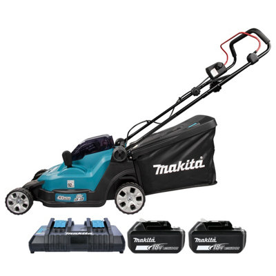 B&Q -  Dlm432 18V / 36V Lxt 430mm Lawn Mower With 2 X 5Ah Batteries & Dc18Rd Twin Port Charger