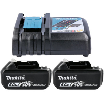 Makita Bl1850 Battery 18V 5Ah Li-Ion Lxt Battery Twin Pack With Dc18Rc 7.2V-18V Compact Fast Charger from B&Q