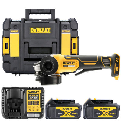 Dewalt Dcg406 18V Xr Cordless Brushless 125mm Angle Grinder With 2 X 4Ah BatteriesCharger & Tstak Ii Case from B&Q