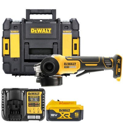 Dewalt Dcg406 18V Xr Cordless Brushless 125mm Angle Grinder With 1 X 5Ah BatteryCharger & Tstak Ii Case from B&Q