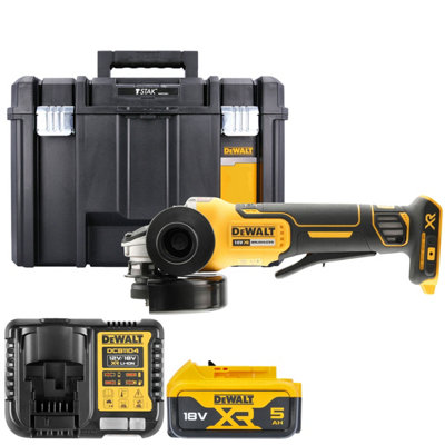 Dewalt Dcg406 18V Xr Cordless Brushless 125mm Angle Grinder With 1 X 5Ah BatteryCharger & Tstak Vi Case from B&Q
