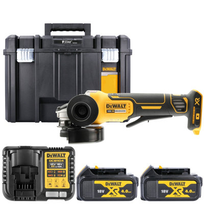 Dewalt Dcg406 18V Xr Cordless Brushless 125mm Angle Grinder With 2 X 4Ah BatteriesCharger & Tstak Vi Case from B&Q