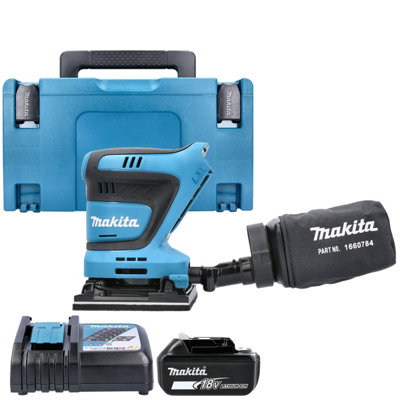 Makita Dbo480Z 18V Lxt Cordless Finishing Sander 112X102mm 210W With 1 X 5Ah BatteryCharger & Makpac 3 Case from B&Q