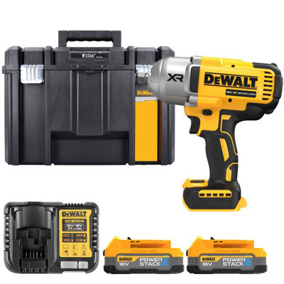 Dewalt Dcf900 18V Xr Cordless Brushless 1/2" High Torque Impact Wrench With 2 X 1.7Ah Powerstack BatteriesCharger & Tstak Vi Cas from B&Q