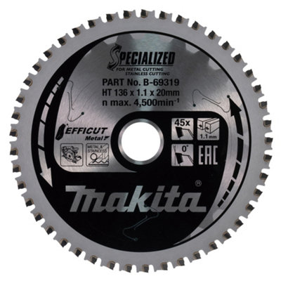 Makita B-69319 Efficut Tct Metal Cutting Circular Saw Blade 136mm X 20mm X 40T from B&Q