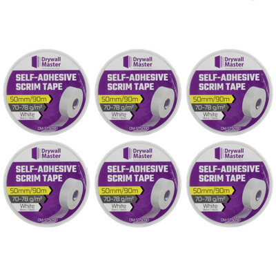 Drywall Master Scrim Tape 50mmx90M High Strength Self-Adhesive Pack Of 6 from B&Q