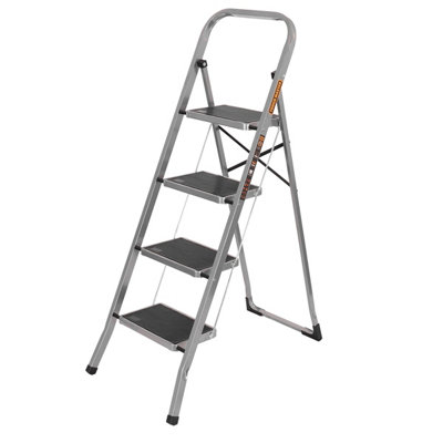 B&Q -  Steel Step Ladder Folding Step Stool With Handrail & Wide Platform4 Steps (Tm-Ssl4)