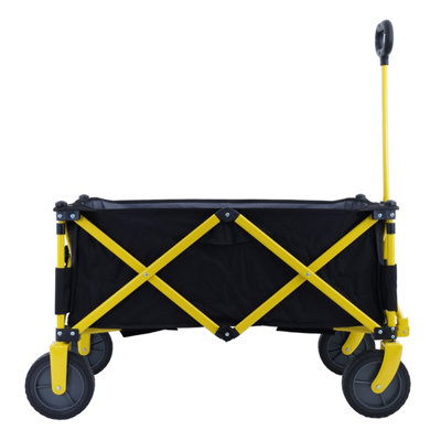 Tough Master Folding Wagon 70 Kg Load Capacity, Collapsible Trolley Cart With 360 Rotating Front Wheels 7" - Tm-Fwc72