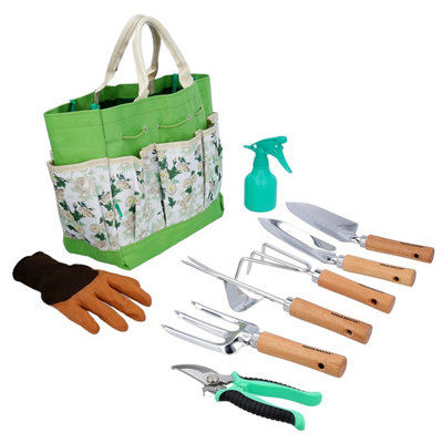 Tough Master Garden Tool Set 9 PcsStainless Steel Hand Tools With Storage Tote Bag & Gardening Gloves from B&Q