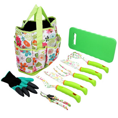 B&Q -  Garden Tool Set 9 Pcs With Durable Storage Tote BagComfy Kneeling Pad & Gardening Gloves