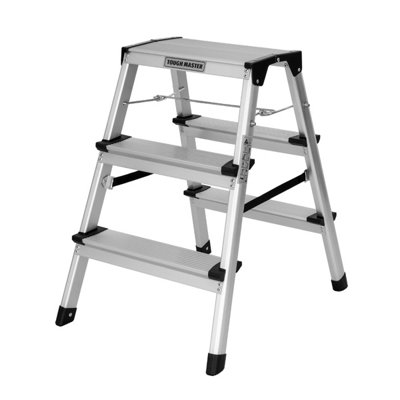 Tough Master Folding Step Ladder Double-Sided 3 Step Aluminium Step Stool With Anti-Slip FeetTm-Fss3 from B&Q