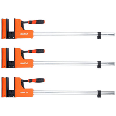 Wellcut Woodworking  Parallel Jaw Bar Clamp Set 600 X 95mm Quick Release 600Kg Clamping Force Heavy Duty Pack Of 3 from B&Q