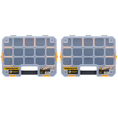 Tough Master  Screw Storage Boxes Stackable With Adjustable Dividers Clear Lid For NailsScrewsHardware Pack Of 2 from B&Q