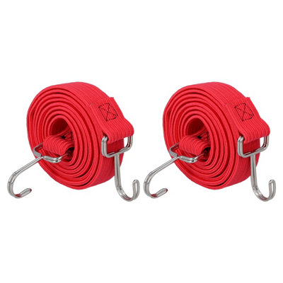 Tough Master  Pack Of 2 Adjustable Flat Bungee Cords With Hooks 2M Heavy Duty For Load Securing,car BootTrailer from B&Q
