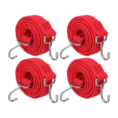 Tough Master  Pack Of 4 Elastic Wide Flat Bungee Cords With Hooks 2M Heavy Duty For Load Securing,car BootTrailer from B&Q