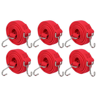 Tough Master  Pack Of 6  Flat Bungee Cord Straps With Hooks 2M Heavy Duty For Load Securing,car BootTrailer from B&Q