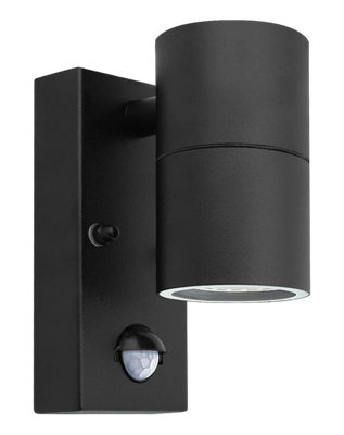 B&Q - Sparkled Black Down Wall Light With Pir