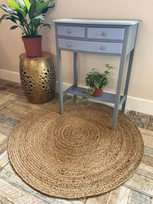 Second Nature Online Dhaka Rustic Round Rug Hand Woven Mat With Natural Fibre Indian Jute Flat PileLarge Floor Covering from B&Q