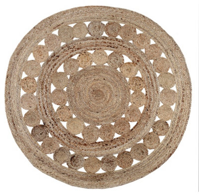 Second Nature Online Gherana Circle Rug Jute In Flat Weave Round Design / 150 Cm Diameter from B&Q
