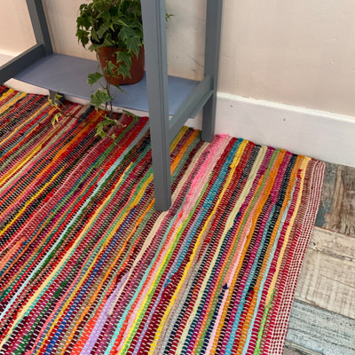 Second Nature Online Rainbow Rug Outdoor And Indoor Multicolour Flat Weave Style 60 Cm X 240 Cm from B&Q