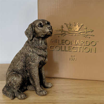 Animal Crackers Bronze/Gold Retriever Dog Ornament Figurine, Leonardo Reflections D Range, Gift Boxed 16.5Cm B&Q