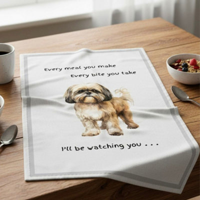 Animal Crackers Dog Tea Towel With 'watching You' Funny Wording (Shih Tzu) from B&Q