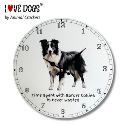 Animal Crackers 'love Dogs' Dog Breeds Clock With 'time Spent With Border Collies Is Never Wasted' Wording from B&Q