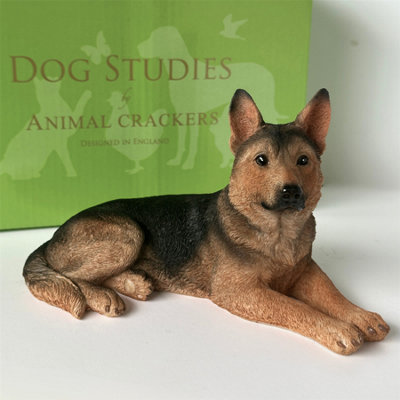 Animal Crackers Realistic Laying German Shepherd Dog Figurine18CmGift Boxed from B&Q