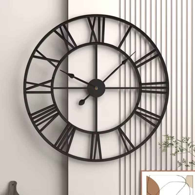 40Cm Roman Numerals Wall Clock Metal Large Wall Clocks from B&Q